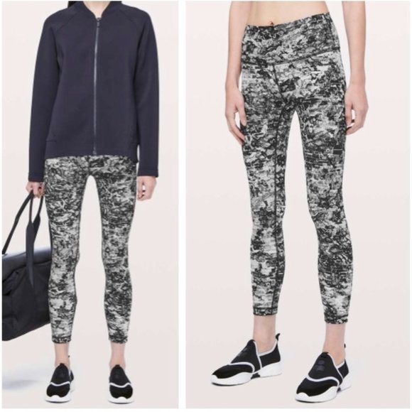 Lululemon Wunder Under High-Rise 7/8 Tight Lace Starlight Black White Size 4 - Picture 5 of 7